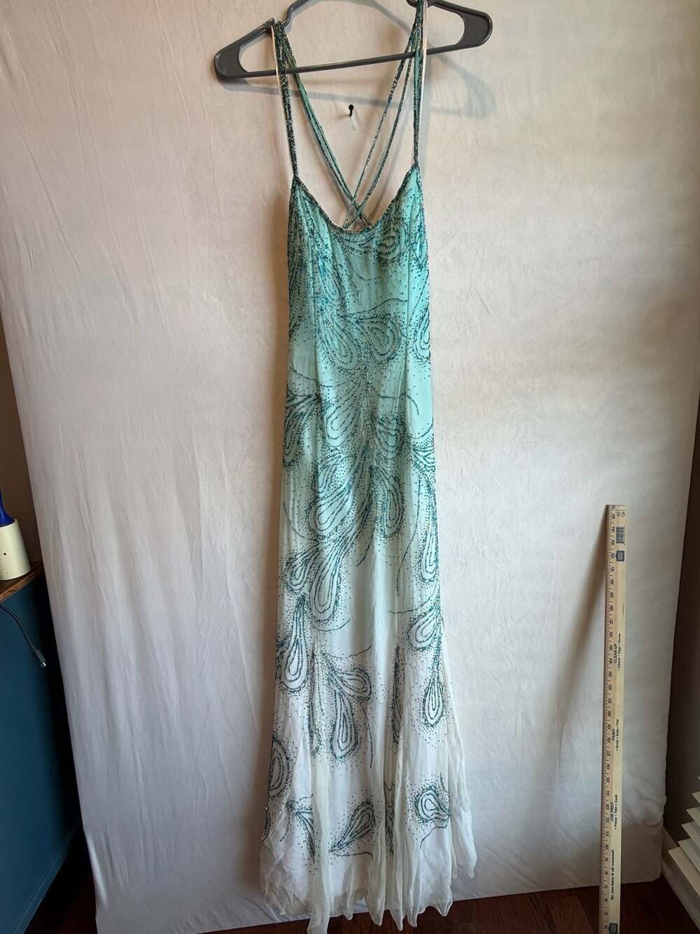 Vintage Cache Aqua Beaded formal dress New size 8